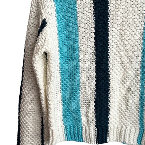 Stiches Stripes Sweater XL NWT Blue White Cream Academia Preppy - Picture 4 of 6